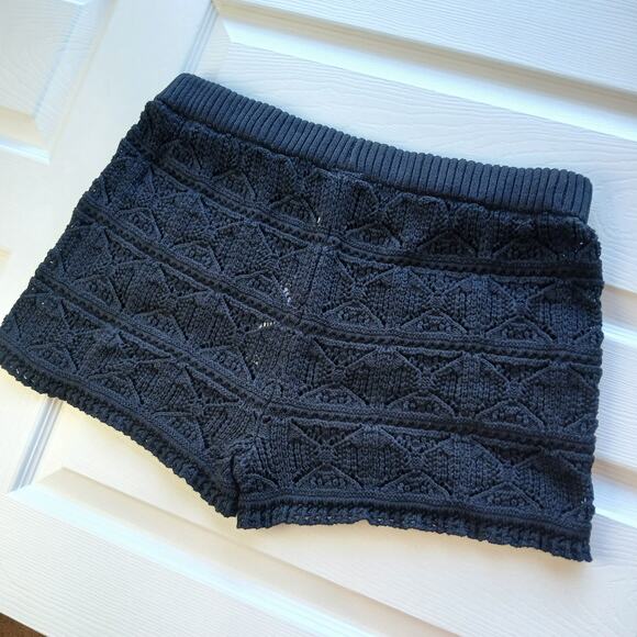 Time and Tru Missy Coverup Black Knit Lace Shorts XL (16-18) cotton high-waisted - Picture 3 of 11
